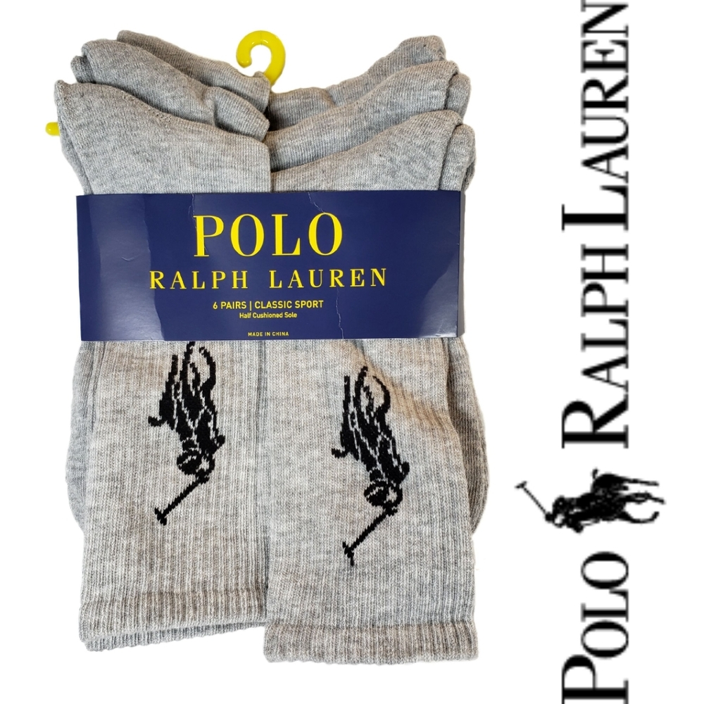 Polo Ralph Lauren Gray Classic Sport Socks NWT! - Picture 1 of 7